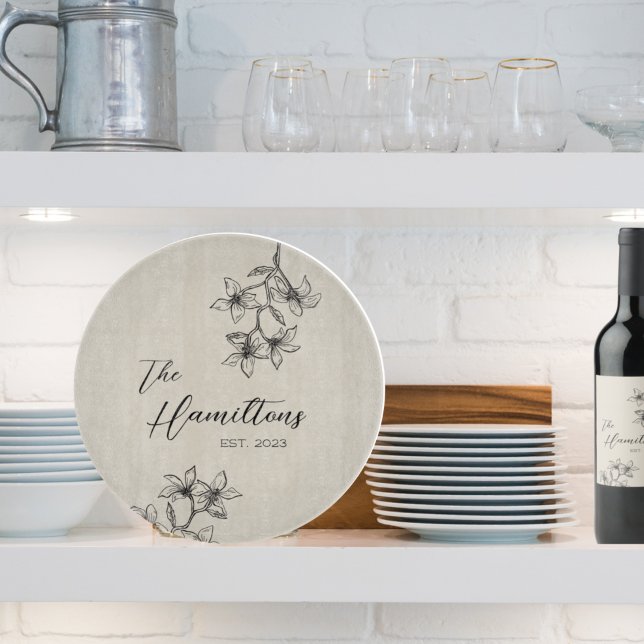 Farmhouse Floral Custom Established Year  Cutting Board (Creator Uploaded)