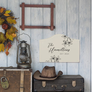 Farmhouse Floral Custom Established Year  Door Sign