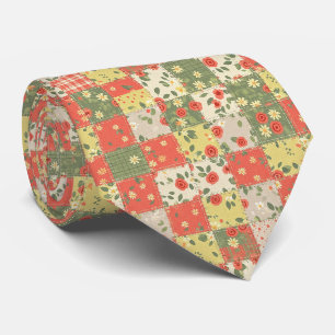 Farmhouse Floral Patchwork Pattern Tie