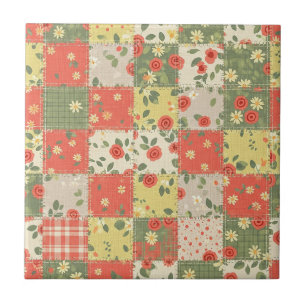 Farmhouse Floral Patchwork Pattern Tile