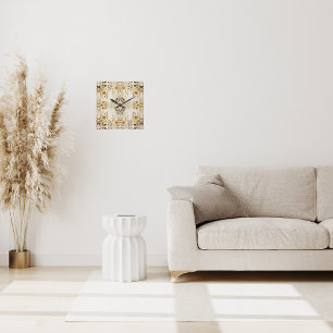 Farmhouse Floral Pattern Square Wall Clock