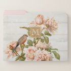 Farmhouse Floral Vintage Birds Rustic w Monogram