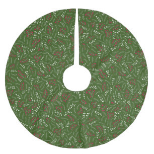 Farmhouse forest green rustic foliage pattern cute brushed polyester tree skirt