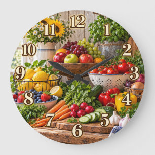 Farmhouse Fresh Fruits & Vegetables Clock