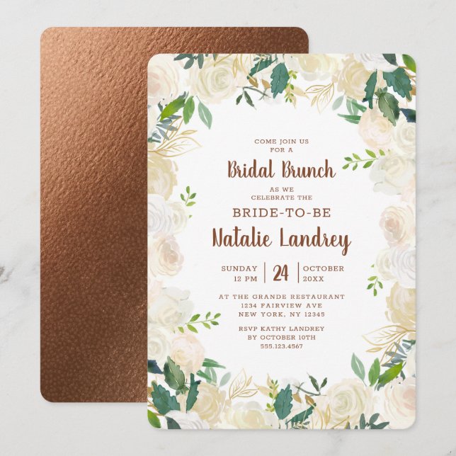 Farmhouse Fresh Rustic Chic Bridal Brunch Shower Invitation (Front/Back)