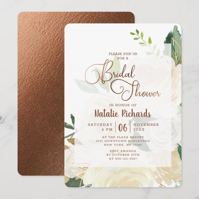 Farmhouse Fresh Rustic Chic Wedding Bridal Shower Invitation (Front/Back)