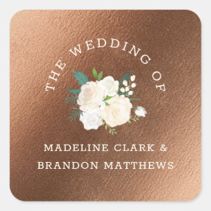 Farmhouse Fresh Rustic Country Copper Wedding Square Sticker