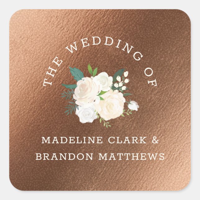 Farmhouse Fresh Rustic Country Copper Wedding Square Sticker (Front)