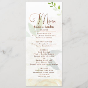 Farmhouse Fresh Rustic Country Floral Dinner Menu