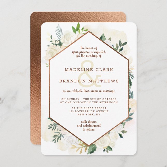 Farmhouse Fresh Rustic Country Floral Fall Wedding Invitation (Front/Back)
