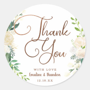 Farmhouse Fresh Rustic Country Floral Thank You Classic Round Sticker