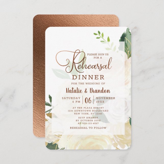 Farmhouse Fresh Rustic Country Rehearsal Dinner Invitation (Front/Back)