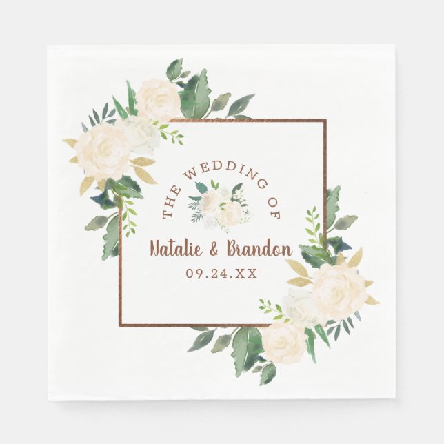 Farmhouse Fresh Rustic Country Wedding Monogram Napkin (Front)