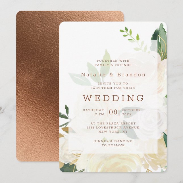 Farmhouse Fresh Rustic Fall Vintage Framed Wedding Invitation (Front/Back)