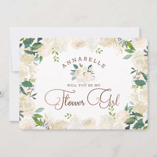 Farmhouse Fresh Rustic Flower Girl Proposal Card (Front)