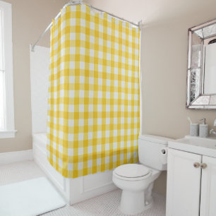 Farmhouse Gingham Golden Yellow nursery Shower Curtain