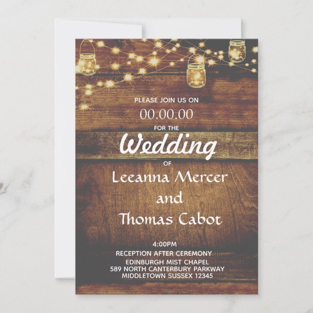 Farmhouse Glam Rustic Wood Wedding Invitation (Front)
