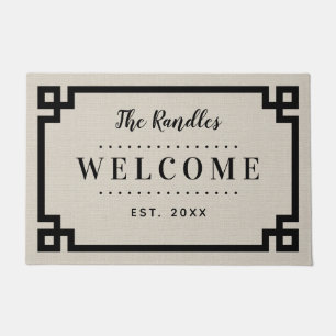 Farmhouse Greek Key Family Monogram Doormat