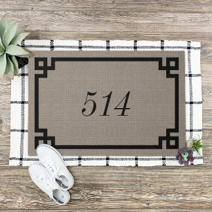 Farmhouse Greek Key Personalised Address Number Doormat
