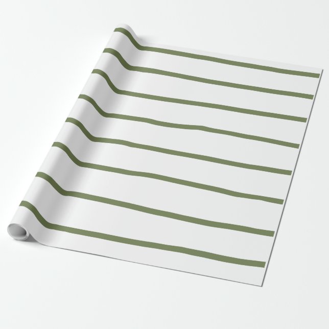 Farmhouse Green Striped Wrapping Paper (Unrolled)