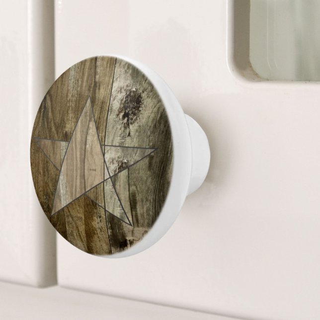 Farmhouse Grey Barn Wood Western Country Star Ceramic Knob (Farmhouse Grey Barn Wood Western Country Star Ceramic Knob)