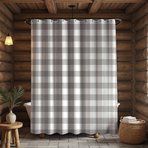 Farmhouse Grey Buffalo Check Plaid Rustic Shower Curtain