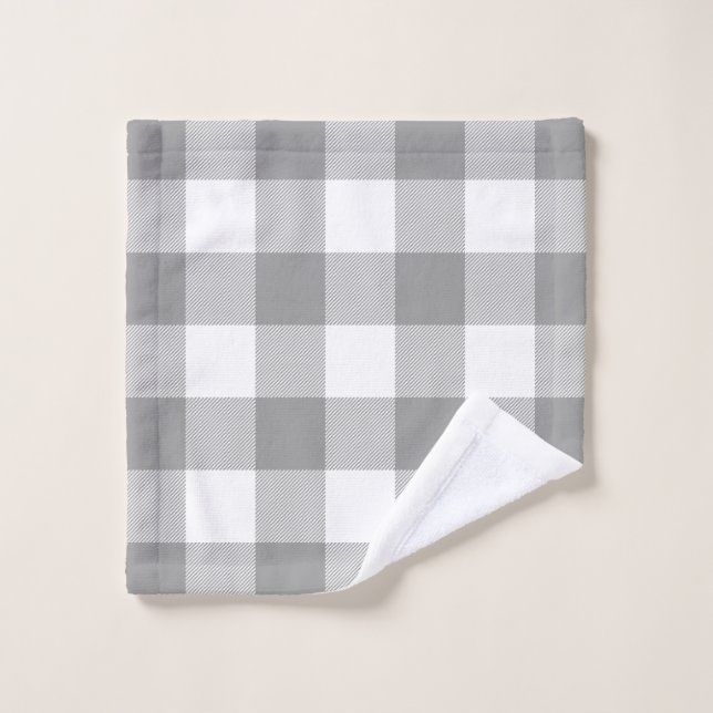 Farmhouse Grey Buffalo Check Plaid Rustic Wash Cloth (Wash Cloth)