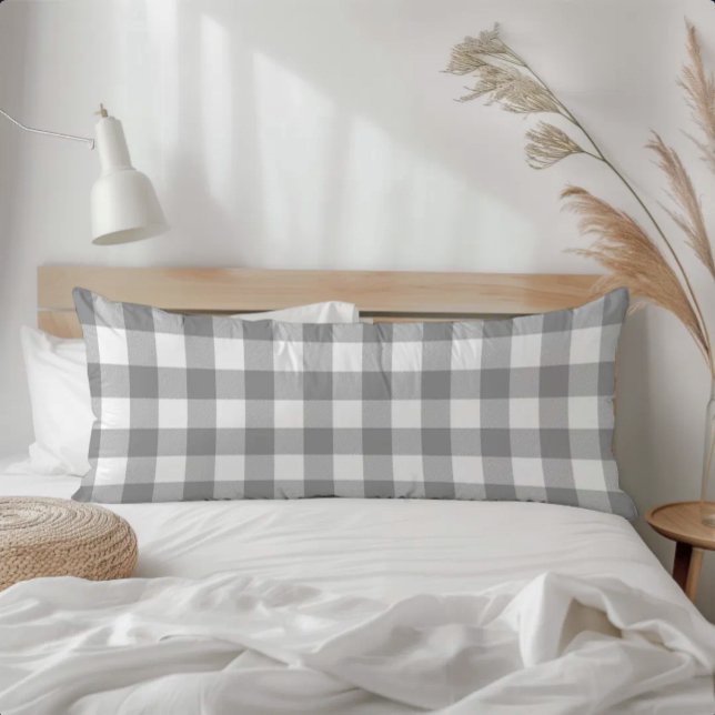 Farmhouse Grey Rustic Buffalo Check Plaid Body Cushion (Creator Uploaded)