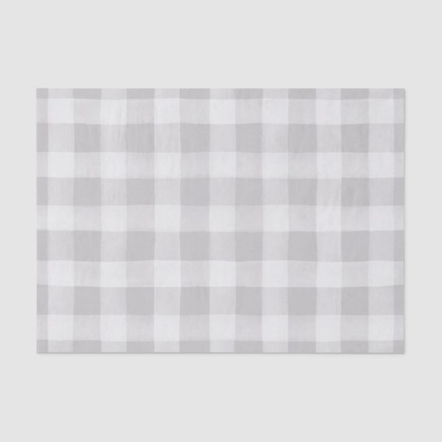 Farmhouse Grey & White Buffalo Plaid Tissue Paper (Front)