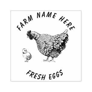 Farmhouse Hen   Eggs Family Rubber Stamp