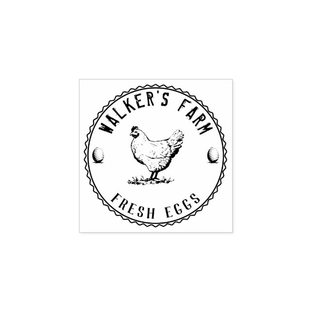 Farmhouse Hen | Personalised Egg  Rubber Stamp (Imprint)