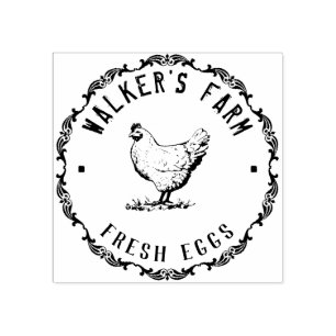Farmhouse Hen   Personalised Egg  Rubber Stamp