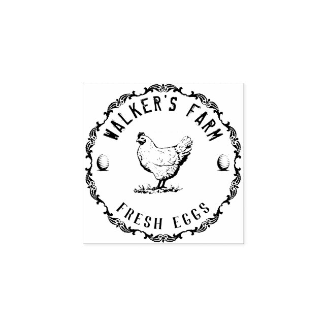 Farmhouse Hen | Personalised Egg  Rubber Stamp (Imprint)