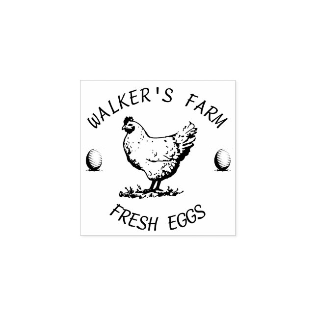 Farmhouse Hen | Personalised Egg  Rubber Stamp (Imprint)