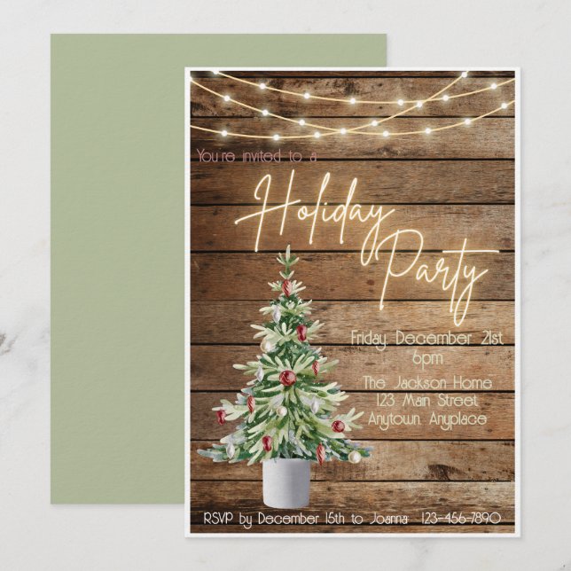 Farmhouse Holiday Party Invitation (Front/Back)
