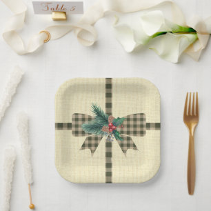 Farmhouse Holiday Plaid Paper Plate