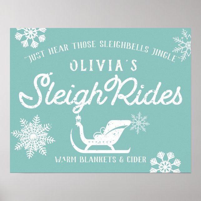 Farmhouse Holiday Sleigh Rides Custom Family Poster (Front)