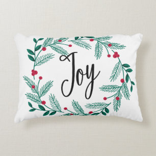 FARMHOUSE HOLIDAY WREATH HAND LETTERED DECORATIVE CUSHION