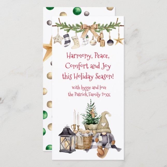 Farmhouse Hygge, Joy, Peace, Harmony Holiday Card (Front/Back)