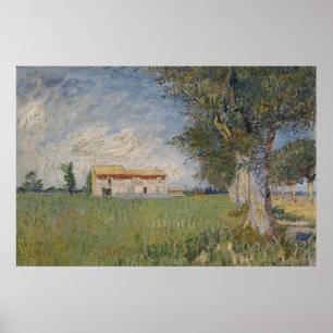 Farmhouse in a wheat field Poster