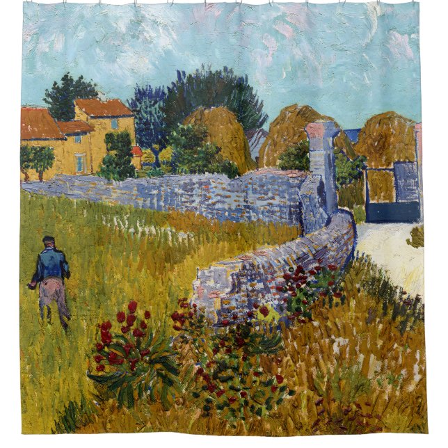 Farmhouse in Provence (1888) by Vincent Van Gogh Shower Curtain (Front)