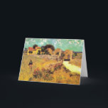 Farmhouse in Provence by Vincent van Gogh Card<br><div class="desc">Farmhouse in Provence by Vincent van Gogh is a vintage fine art post impressionism architectural painting featuring a landscape with a farmer in the meadows and a gate leading to a farm in the south of France. About the artist: Vincent Willem van Gogh was a Post Impressionist painter whose work...</div>