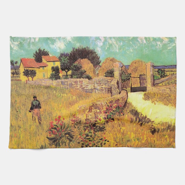 Farmhouse in Provence by Vincent van Gogh Tea Towel (Horizontal)