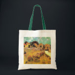Farmhouse in Provence by Vincent van Gogh Tote Bag<br><div class="desc">Farmhouse in Provence by Vincent van Gogh is a vintage fine art post impressionism architectural painting featuring a landscape with a farmer in the meadows and a gate leading to a farm in the south of France. About the artist: Vincent Willem van Gogh was a Post Impressionist painter whose work...</div>