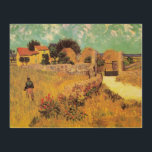 Farmhouse in Provence by Vincent van Gogh Wood Wall Art<br><div class="desc">Farmhouse in Provence by Vincent van Gogh is a vintage fine art post impressionism architectural painting featuring a landscape with a farmer in the meadows and a gate leading to a farm in the south of France. About the artist: Vincent Willem van Gogh was a Post Impressionist painter whose work...</div>