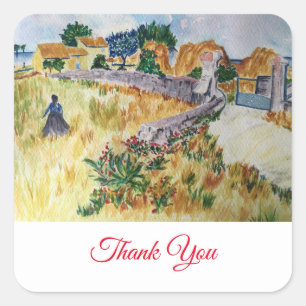 Farmhouse in Provence in the Style of Van Gogh   Square Sticker