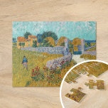 Farmhouse in Provence | Vincent Van Gogh Jigsaw Puzzle<br><div class="desc">Farmhouse in Provence (1888) by Dutch post-impressionist artist Vincent Van Gogh. Original artwork is an oil on canvas landscape painting in vibrant golden yellows and aqua blue shades.

Use the design tools to add custom text or personalise the image.</div>