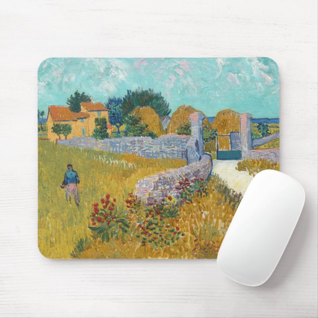 Farmhouse in Provence | Vincent van Gogh Mouse Mat (With Mouse)