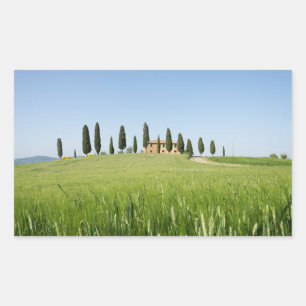 Farmhouse in Tuscany rectangular sticker