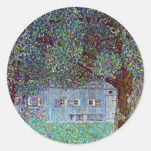 Farmhouse in Upper Austria by Gustav Klimt Classic Round Sticker